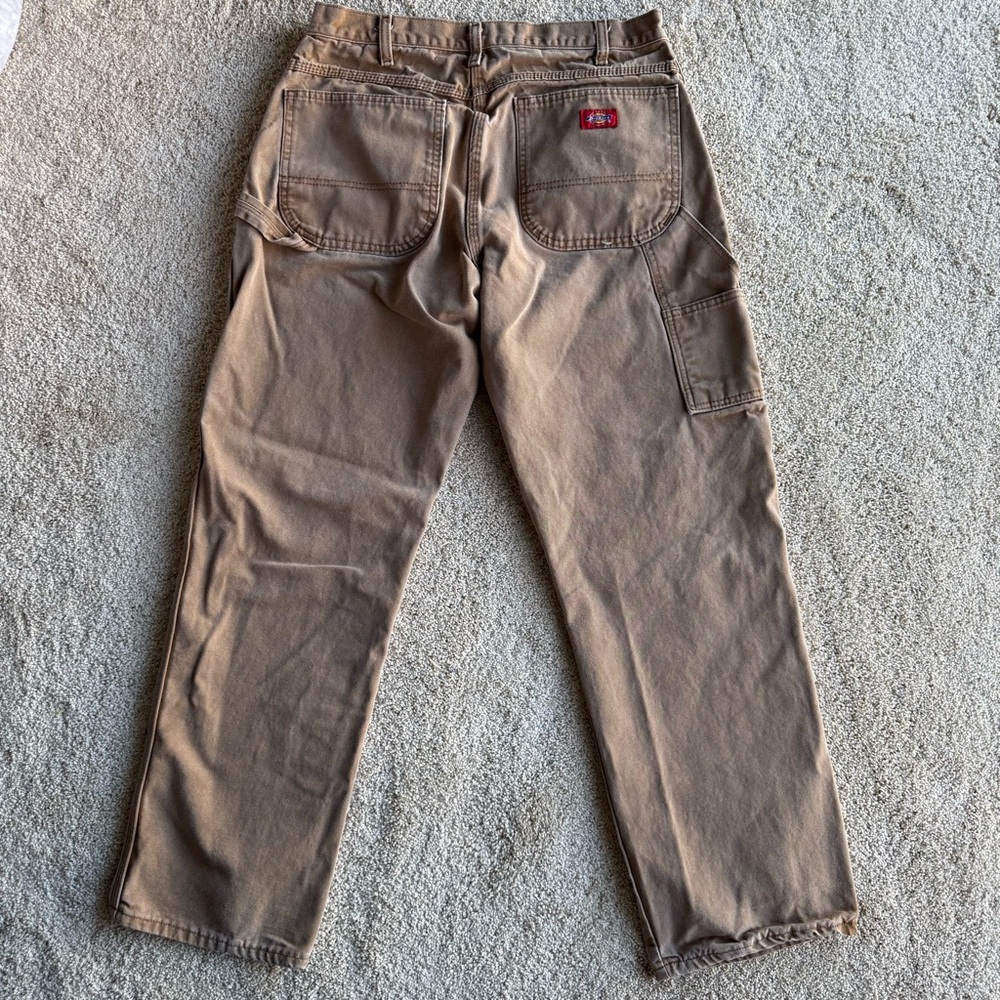 Dickies Brown Carpenter Work Pants 34x32 Canvas Utility Workwear - Picture 3 of 8